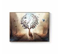 MotiveTech Pintura Abatible para Cuadro Eléctrico Ocultación Elegante Cuadro Decorativo para Panel Eléctrico Protección contra, 60 40cm Cubre 48 30cm, B - Ciervo Madre E Hijo