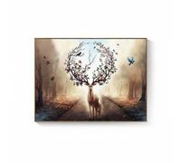 MotiveTech Pintura Abatible para Cuadro Eléctrico Ocultación Elegante Cuadro Decorativo para Panel Eléctrico Protección contra, 60 50cm Cubre 48 40cm, B - Ciervo Madre E Hijo