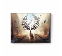 MotiveTech Pintura Abatible para Cuadro Eléctrico Ocultación Elegante Cuadro Decorativo para Panel Eléctrico Protección contra, 70 50cm Cubre 58 40cm, B - Ciervo Madre E Hijo