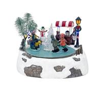 MotiveTech Pista de Patinaje sobre Hielo de Mesa con Centro de Mesa de Patinaje sobre Hielo para Niños, Caja de Música Iluminada con Escena de Nieve para Uso en