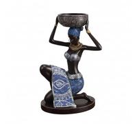 MotiveTech Portavelas Mujer Dorado Estatuilla con Portavelas Figura Resina para Recibidor, Oficina, Estilo Étnico, Mujer Sentada Sosteniendo Un Cuenco