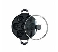 MotiveTech Sartén Multicavidad Cavidades Moldeadas Sartén Antiadherente Borde Ancho Utensilio Cocina para Fogón, 7 Agujeros Para Donas Con Tapa De Vidrio