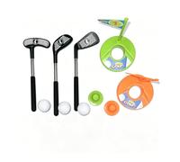 MotiveTech Set Golf Infantil Telescópico Palos Golf Juguete Interactivo para Principiantes, Casa, 3 Palos De Golf Negros, 3 Pelotas, 2 Hoyos con Bandera Y 2 Soportes para Pelotas En Caja De Color