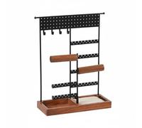 MotiveTech Soporte de Joyería de Doble Eje Organizador Expositor Perchero para Collares Pulseras y Anillos con Áreas de Colgado para y Aros Adecuado para, Negro