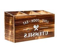 MotiveTech Soporte para Utensilios de Cocina Organizador de Cubiertos Caja de Almacenaje para Oficina Contenedor de Madera con Compartimentos Adecuado para Hogar, MarrÓn, tal como se describe