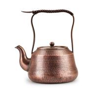 MotiveTech Tetera con Mango Revestido a Prueba Térmico Vintage Tetera Cobre Compacto Menaje para Cocina, Cobre Estilo Antiguo, 1.2 Litros