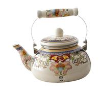 MotiveTech Tetera Esmaltada Resistente Ideal para Infusiones Café Y Leche Caliente Motivo Floral Único Y Portable Adecuada para Hogar Oficina Cafetería Camping, Estilo E, Individual