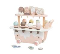 MotiveTech Tienda Helados Juguete Acabado Pintado Carrito Helados Madera Impresión Decorativa Carrito Juego para Niños