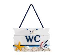 MotiveTech WC Señal Tablero Decorativo Puerta Placa Baño Colgante MDF y Resina Pintado a Mano con Ambiente Marino Adecuado para Restaurante Hogar Oficina Tienda, Estrella de mar, Individual