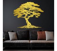 Motivo botánico: escultura mural de metal con pino abstracto, para salón | “pino abstracto” toma forma en metal y crea un interés decorativo singular en el salón, dentro de un interior rústico.