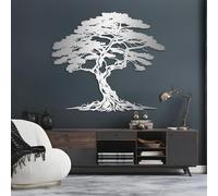 Motivo botánico: escultura mural de metal con pino abstracto, para salón | “pino abstracto” toma forma en metal y crea un interés decorativo singular en el salón, dentro de un interior rústico.