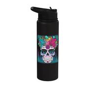 Motivo de fiesta de música rave de Tekkno, Dark Techno, Día de los Muertos Stainless Steel Insulated Water Bottle