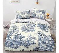 Motivo de Toile De Jouy Funda De Edredón 3D Impresión para Dormitorio Funda Nórdica Microfibra Y Funda De Almohada con Cremallera Juego De Cama 3 Piezas King（220x240cm）