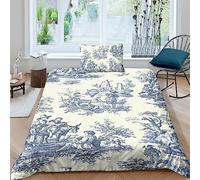 Motivo de Toile De Jouy Funda De Edredón Funda Nórdica 3D Impresión para Dormitorio con Cremallera Juego De Ropa De Cama Y Funda De Almohada Microfibra 2 Piezas Single（135x200cm）