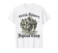 Motivo del Guerrero del Clan Highlander | Historia de Camiseta gráfica económica, Hombre, Blanco, XL