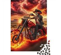 Moto 1000 Piezas Papel Vaquero en Llamas Puzzle para Adultos Portátil Noche De Juegos En Familia Desafiante Y Divertido Ocio En Casa 70x50cm/1000pcs
