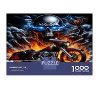 Moto con cráneo en Llamas 1000 Piezas Puzzle Premium Furia de Biker rebelde Puzzle Clásico, Cartón Grueso - Ultra Difícil, Antiestrés Total, Ideal para Diversión En Casa 70x50cm/1000pcs