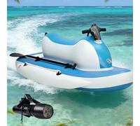 Moto de Agua Hinchable para 2 Personas con Motor | Scooter Acuático Kayak 3 en 1 | Potencia de 500W 10Ah | Control Remoto de Muñeca | Portátil para Aventuras en Lago y Playa Powered