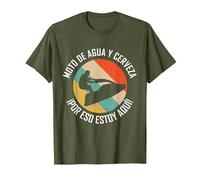 Moto De Agua y Cerveza por eso Estoy aquí - Moto de Agua Camiseta, Hombre, Verde Oliva, 3XL