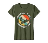 Moto De Agua y Cerveza por eso Estoy aquí - Moto de Agua Camiseta, Mujer, Verde Oliva, XS