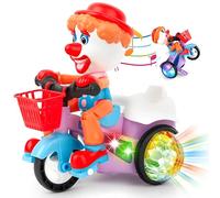 Moto de juguete para niños con luces sonidos movimiento melodías Impenna gira 360° hace acrobacias Pedala Si Mueve Impennate Triciclo con Clown Stuntman Bicicleta Moto Infancia Interactiva Juega y