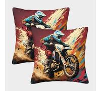 Moto de montaña Fundas Cojines Decorativa Juego De 2 Funda De Almohada Poliéster Cuadradas para Exterior Sofá Cama Coche Hogar 45x45cm