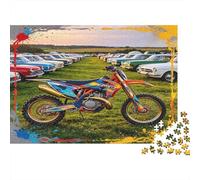 Moto de Motocross Colorida Puzzle de 1000 Piezas Puzzle para Adultos Autos Clásicos Escena al Aire Libre Juego de Puzzle 1000 Piezas Relajación Concentración Regalo Decoración Hogar 38x26cm/1000pcs