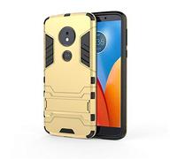 Moto E5/Moto G6 play Funda, MHHQ 2in1 Armadura Combinación A Prueba de Choques Heavy Duty Escudo Cáscara Dura PC + Suave TPU Silicona Rubber Case Cover con soporte para Moto E5/Moto G6 play -Gold