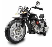Moto eléctrica Infantil 12v Negra Estilo Custom Harley con batería Recargable Ruedas EVA Luces Sonido Arranque ATAA American Chopper ATAA