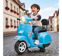 Moto Electrica Infantil 6V 25W Luces LED Musica Vehiculo Nina Nino 3-6 Anos | Ruedas Estabilizadoras - Conduccion Segura 3 km por hora Autonomia Larga - 67 x 57 x 40 cm Estilo Scooter Italiano