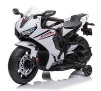 Moto eléctrica Infantil CBR 1000RR, Moto Infantil 12V vehículo Infantil eléctrico con 2 Ruedas de Entrenamiento Desmontables para niños a Partir de 3 años (Blanco)