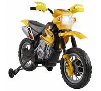 Moto eléctrica infantil Homcom amarilla con ruedas de apoyo desmontables