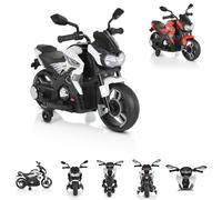 Moto Eléctrica Infantil Moni Houston 1188F Música, Faro, Ruedas de Entrenamiento, Colores:Blanco