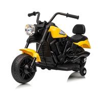 Moto Eléctrica Niño 6V con 2 Ruedas de Entrenamiento | Vehículo Eléctrico Infantil con LED, Música Y Suspensión | Motocicleta Ligera Segura desde 3-8 Años(Amarillo)