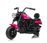 Moto Eléctrica Niño 6V con 2 Ruedas de Entrenamiento | Vehículo Eléctrico Infantil con LED, Música Y Suspensión | Motocicleta Ligera Segura desde 3-8 Años(Rosa)
