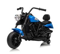 Moto Eléctrica Niño con 2 Ruedas Estabilizadoras & Batería 6V | Motocicleta Ligera para Niños con Música,ESUSPENSION/Faros LED | Vehículo Eléctrico/Coche Pedal Seguro Desde 3-8 Años(Azul)