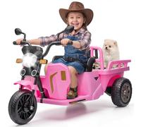 Moto Electrica Niño con Plataforma de Remolque y Pala, 12V Juguete de Vehículo Tuk-Tuk con Luz Indicadora de Encendido, Motocarro, Triciclo Motorizado, Tuctuc, LED, Música, Bluetooth, USB&AUX, 3+ Años