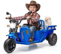 Moto Electrica Niño con Plataforma de Remolque y Pala, 12V Juguete de Vehículo Tuk-Tuk con Luz Indicadora de Encendido, Motocarro, Triciclo Motorizado, Tuctuc, LED, Música, Bluetooth, USB&AUX, 3+ Años