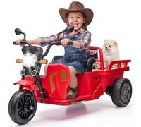 Moto Electrica Niño con Plataforma de Remolque y Pala, 12V Juguete de Vehículo Tuk-Tuk con Luz Indicadora de Encendido, Motocarro, Triciclo Motorizado, Tuctuc, LED, Música, Bluetooth, USB&AUX, 3+ Años
