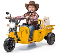 Moto Electrica Niño con Plataforma de Remolque y Pala, 12V Juguete de Vehículo Tuk-Tuk con Luz Indicadora de Encendido, Motocarro, Triciclo Motorizado, Tuctuc, LED, Música, Bluetooth, USB&AUX, 3+ Años