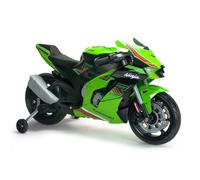 Moto Eléctrica Niños 3-6 Años INJUSA Kawasaki Ninja 12V | Autonomía de 2h, Luces Sonidos MP3, Ruedas de Apoyo, Acelerador en Puño, 6 km/h