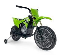 INJUSA - Moto Eléctrica Infantil Kawasaki KX85 para Niños +3 Años | Batería 6V | Pedal Acelerador | Ruedas de Apoyo | Freno Eléctrico | Velocidad 5 km/h | Verde (6885)