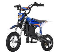 Moto Eléctrica Niños 36V 4,5Ah,Motocicleta Eléctrica con Neumáticos 12 Pulgadas Hinchables,3 Modos de Velocidad 8/13/25 km/h,Autonomía 20km,Chasis de Acero,Doble Freno,Amortiguador Trasero,Azul