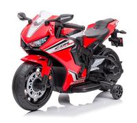Moto Electrica Niños Honda CBR 12V | Minimoto Electrica de 3 a 5 Años con Luces, Sonidos, MP3/USB y Ruedas de Estabilidad | Batería 12V 3,5Ah, Motor 30W y Acelerador de Pedal | Roja