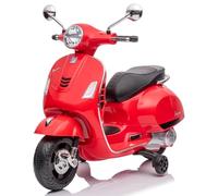 Moto Eléctrica Vespa para Niños con Ruedas y Asiento de plástico, Reproductor MP3, Toma AUX USD MicroSD (Rojo - sin baúl)