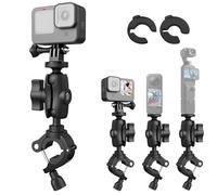 Moto Espejo Manillar Soporte Compatible con Insta360 X5-X, 6cm Moto Abrazadera para 0.28"-1.41" Poste,360°Reajustable Rótula POV Soporte Compatible con GoPro 12-3, Osmo Nano, Osmo 360