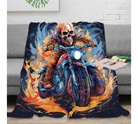 Moto Esqueleto Manta De Vellón para Adultos Y Niños, Suave Y Cálida Manta De Vellón De Franela para Todas Las Estaciones, para La Cama Y El Sofá 60x80inch(150x200cm)
