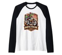 Moto Freak Funny Motocicleta Amante Dirt Bike Rider American MX Camiseta Manga Raglan