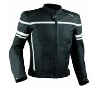 Moto Leather Jacket Chaqueta Piel Sport Custom Protecciones Homologado Blanco