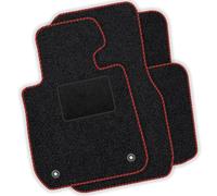 moto-MOLTICO Alfombrillas de coche - Alfombrillas de terciopelo adecuadas para Peugeot 206+ 2009-2012 - Juego de 4 alfombrillas negras con costuras decorativas rojas